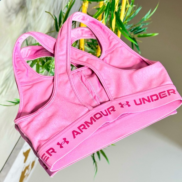 NWT Women's Under Armour Pink Medium Impact Crossback Sports Bra size S - Picture 4 of 6